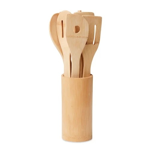 Wooden Spoon Set ( 4 pieces ) in a Bamboo Holder