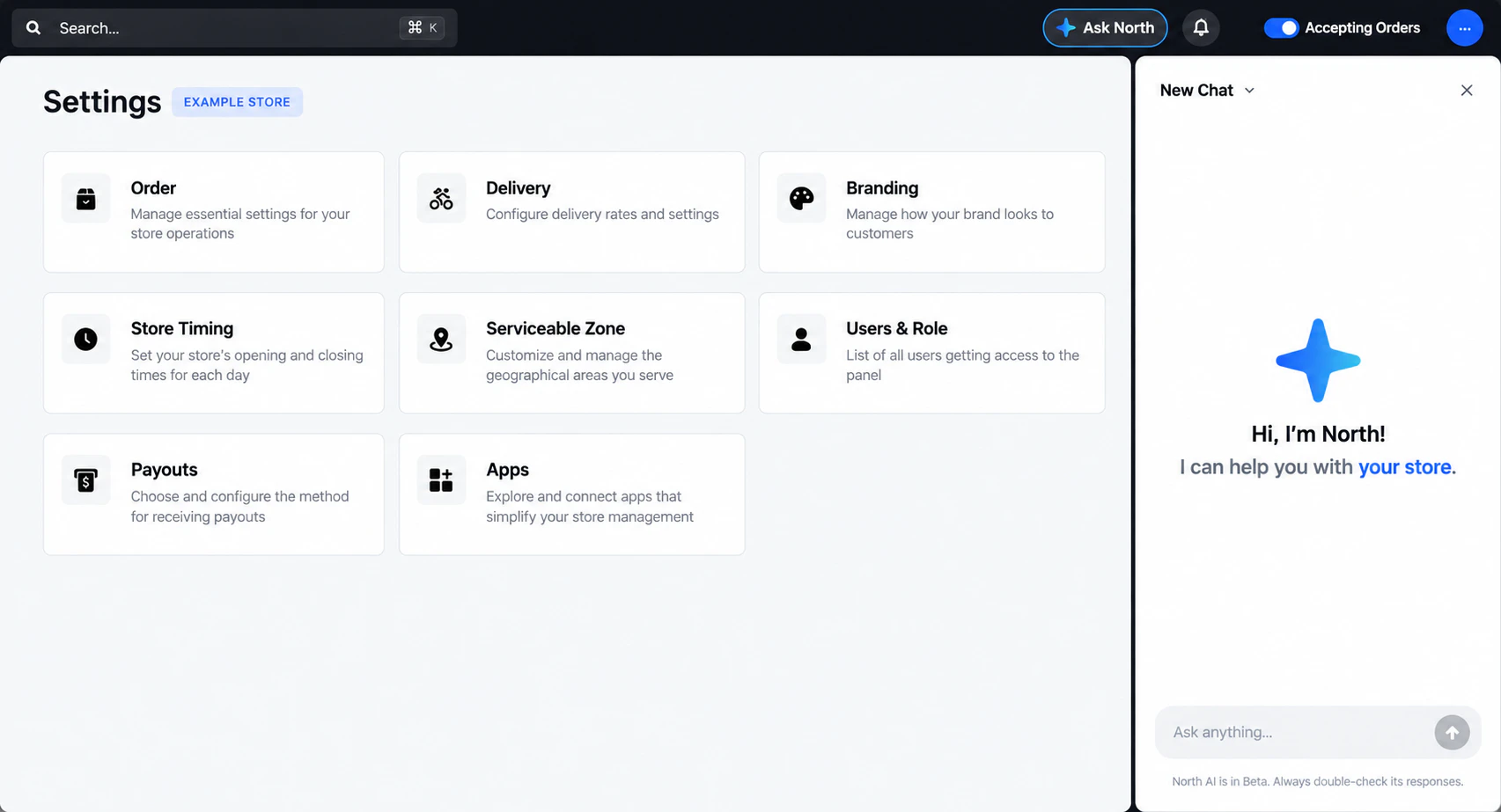 North AI helps the Online Shopping team support business stores.